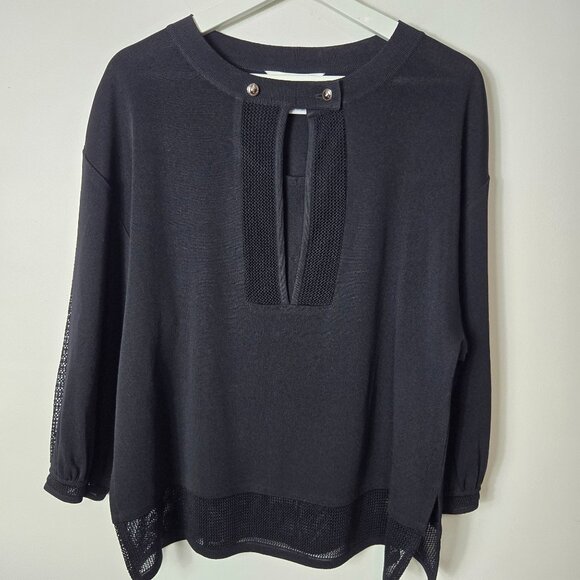 Misook Sweaters - Exclusively Misook Size M Black Button Keyhole Chest Long Sleeve Sweater